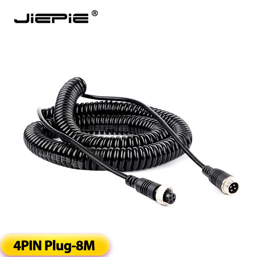 Car Video Aviation Spring Line Trailer Connector Wire 4Pin/ RCA Spiral Extension Curly Cable For Container Truck Rear View Camer 4PIN Spiral Line-8M