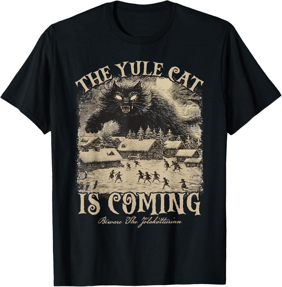 The Yule Cat is Coming Icelandic Christmas Cat Mom Cat Lover T-Shirt 4XL