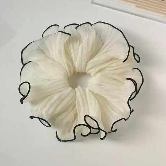 2Pcs Hair Ties for Women, Soft Fabric Oversized Hair Ropes, Ruffled Design Back Head Bun Hair Bands, Hair Accessories for Daily Life School Office