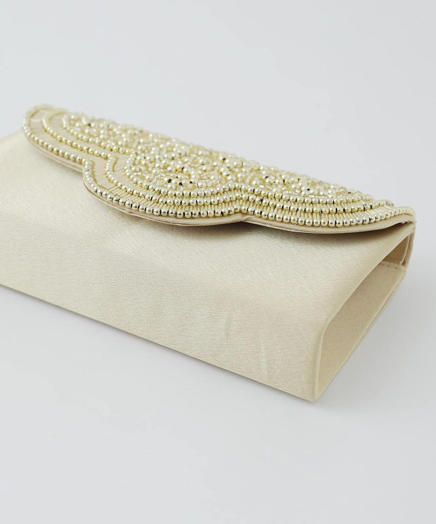 Niana Party Clutch Bag Party Bag Pearl Beads Satin Gold White Black Long Wallet Hand Mini Bag Na0000004199