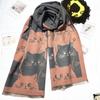 New All match Cute Cat Pattern Autumn and Winter Scarf for Women Winter Warm and Thickened Air Conditioned Shawl
