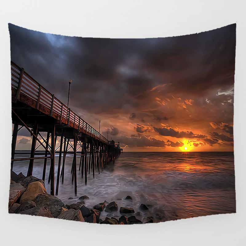 Home Decor Aesthetic Landscape Art Print Polyester Tapestry Wall Hanging Bedroom Living Room Background Fabric tapiz