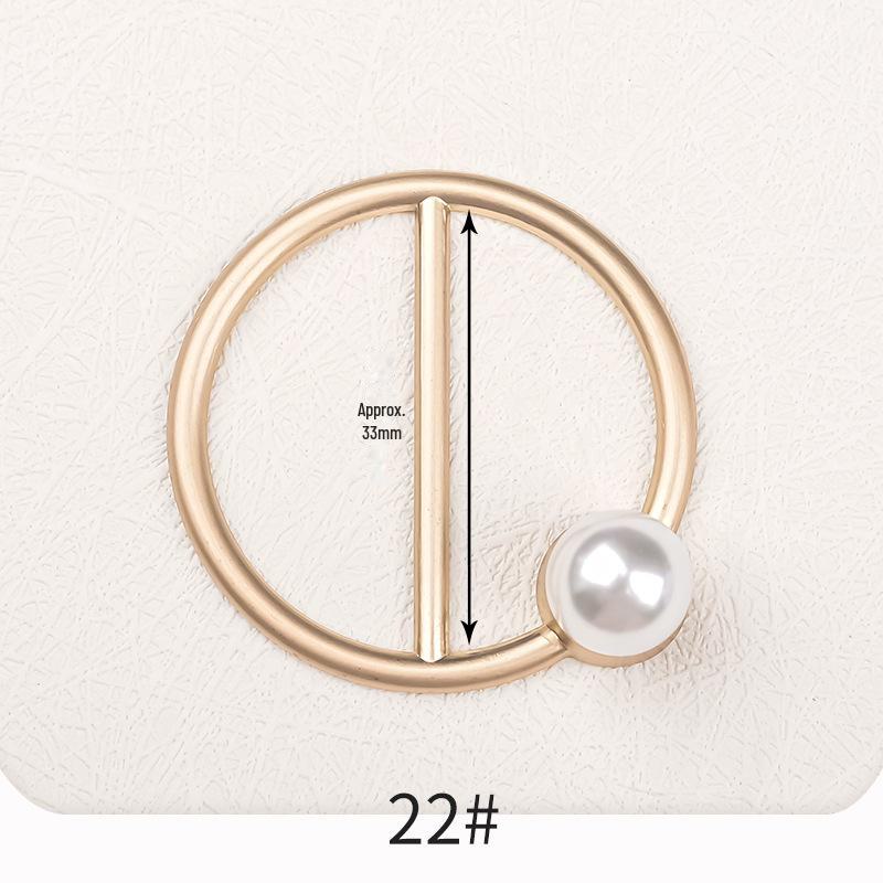 Premium Metal Buckle Summer Korean T-Shirt with Pearl Round Top Knot