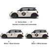 Car Door Side Number Custom Decal Skirt Sticker Decoration For MINI Cooper One Countryman F55 F56 F60 R55 R56 R60
