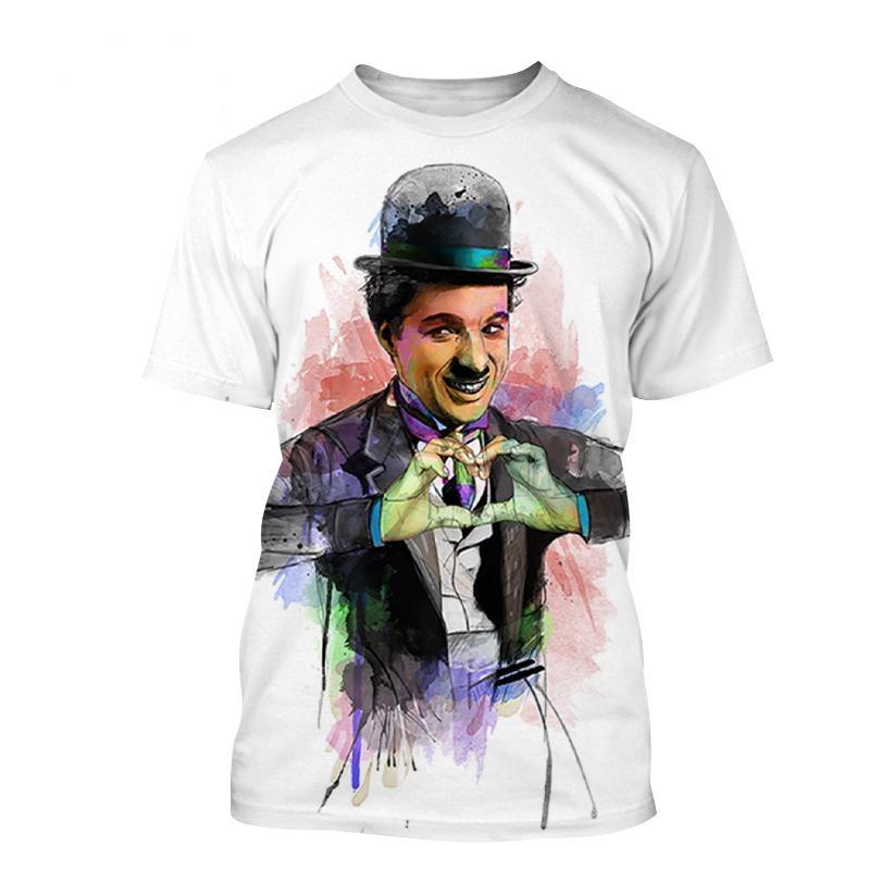 

Горячая Распродажа Мужская Женская Футболка Чарли Чаплина Персонализированная Хип-Хоп Уличный Стиль 3D Печатная Забавная Футболка L розовый/белый