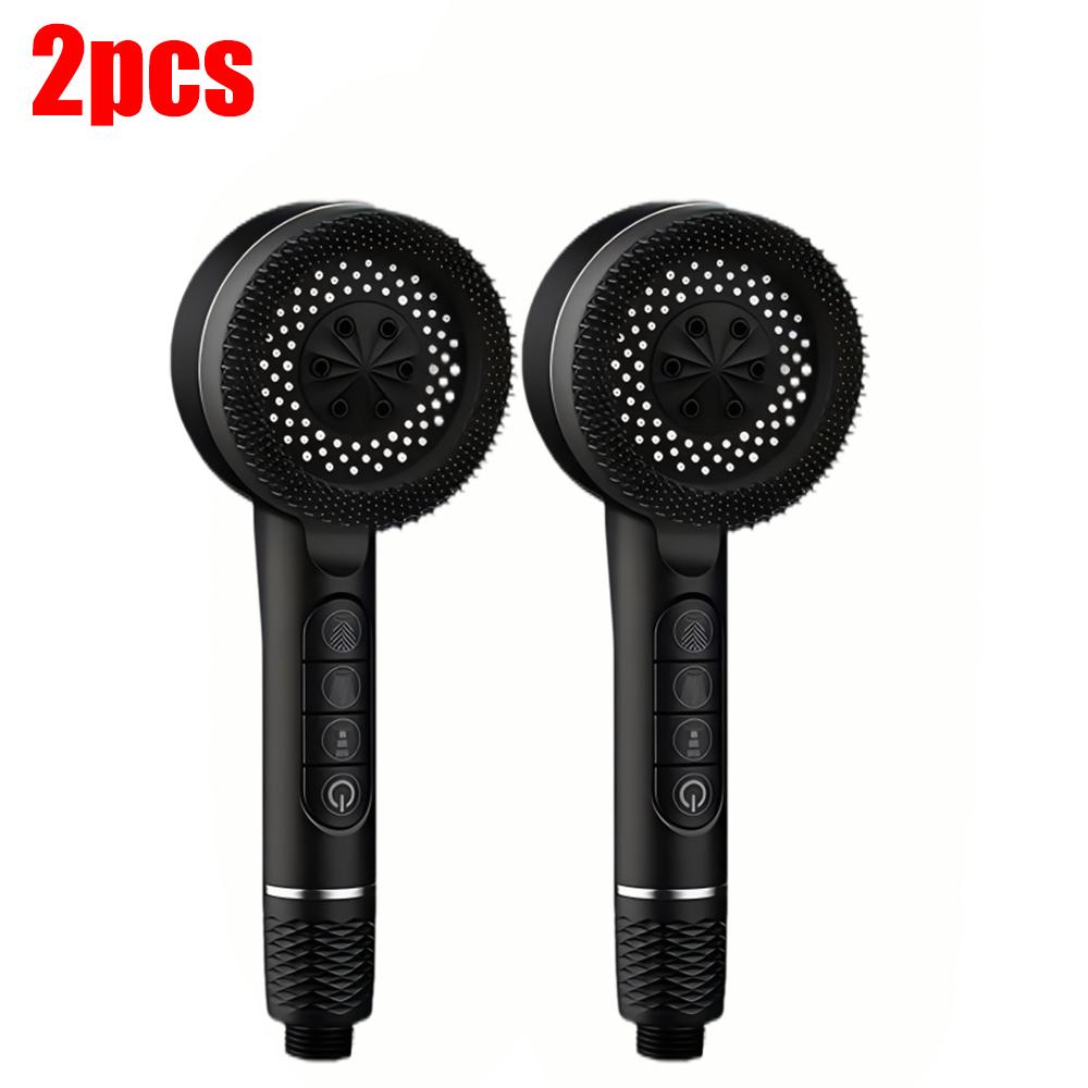4 Modes Massage Brush Shower Head Large Flow High Pressure Water Saving Handheld Showerhead One-Key Stop Water Shower Nozzle