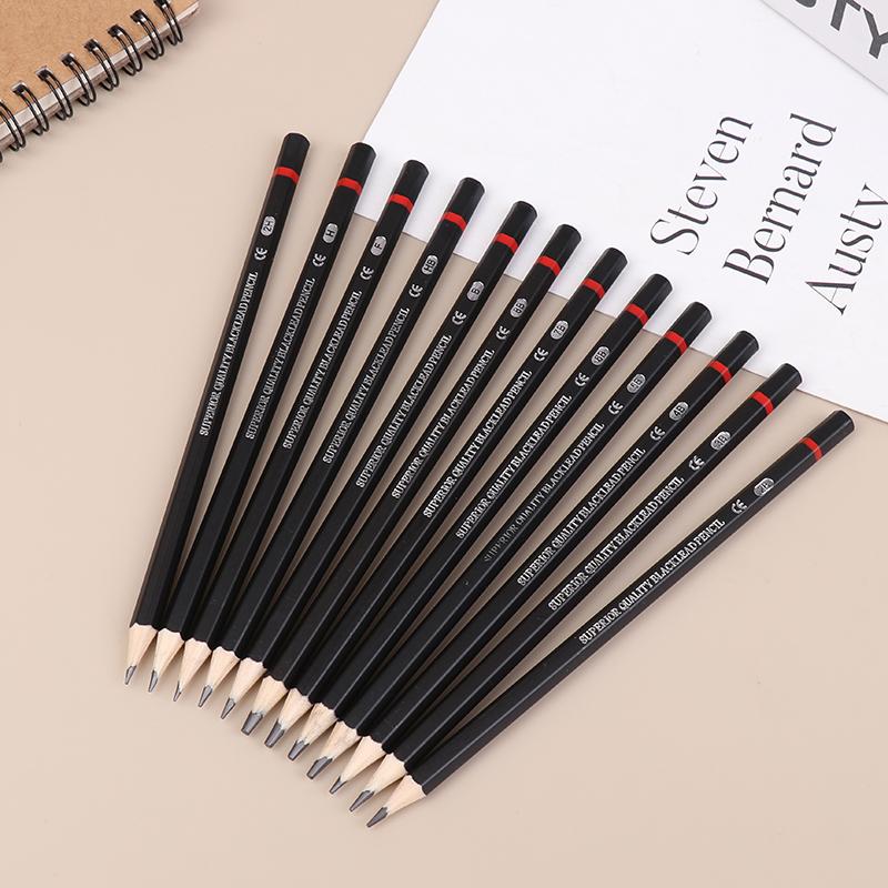 12Pcs/Set Wooden Pencils H-8B Professional Drawing Pencil Art Supplies Writing Stationery Items School Acsesories Gift