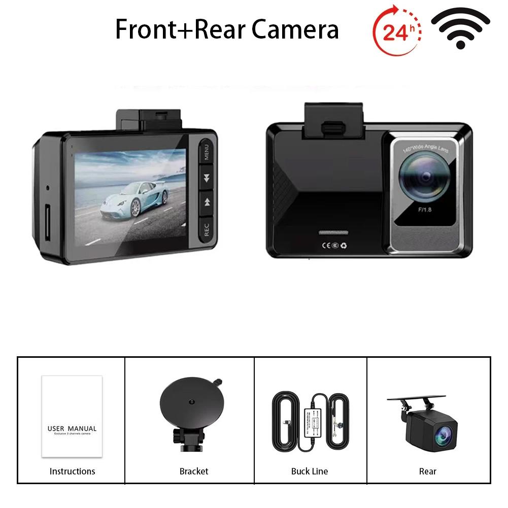 WiFi 2K Dash Cam for Car Front and Rear Dual Camera HD Night Vision Car DVR 24h Parking Monitor Black Box