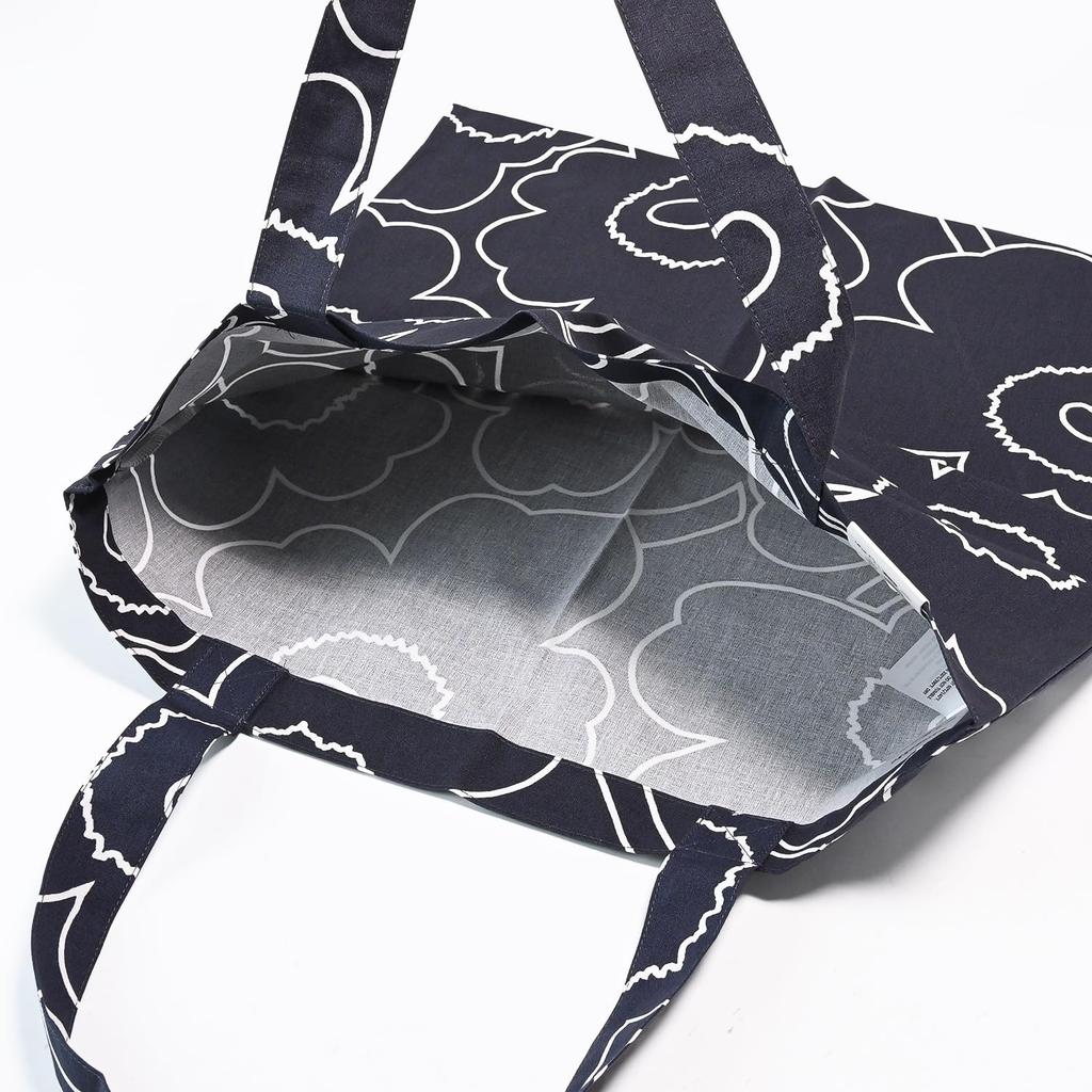 Marimekko Pieni Piirto Unikko Fabric 44x43cm and 073399 This item is a monotone tote bag with a Nordic floral Bag, (Black White), 911. pre-owned,