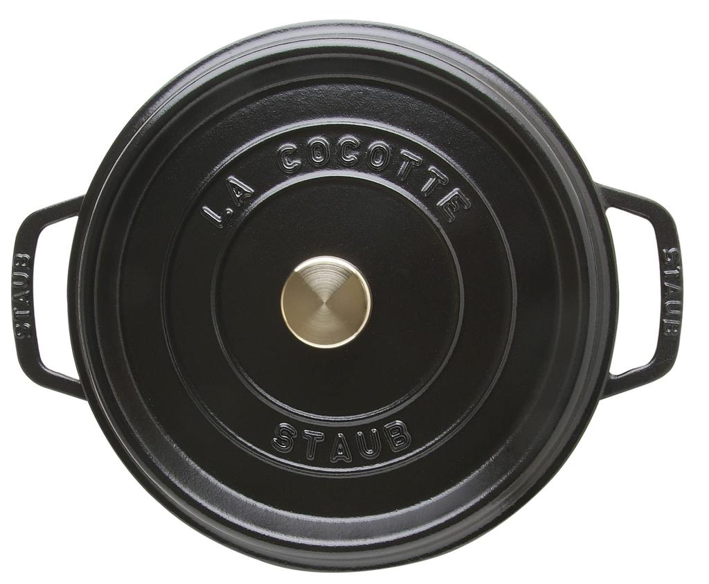 Staub Cocotte Round Black Both Hands Enamel Pot IH Compatible Japanese La Cocotte Round "Pico 28cm" [Authorized Product] 40500-281