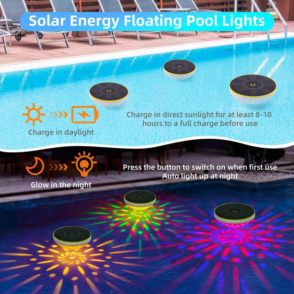 Solar Pool Lights Pool Floating Color Changing Lights Waterproof Solar Pond Lamp For Outdoor Party Pond Beach Backyard Garden