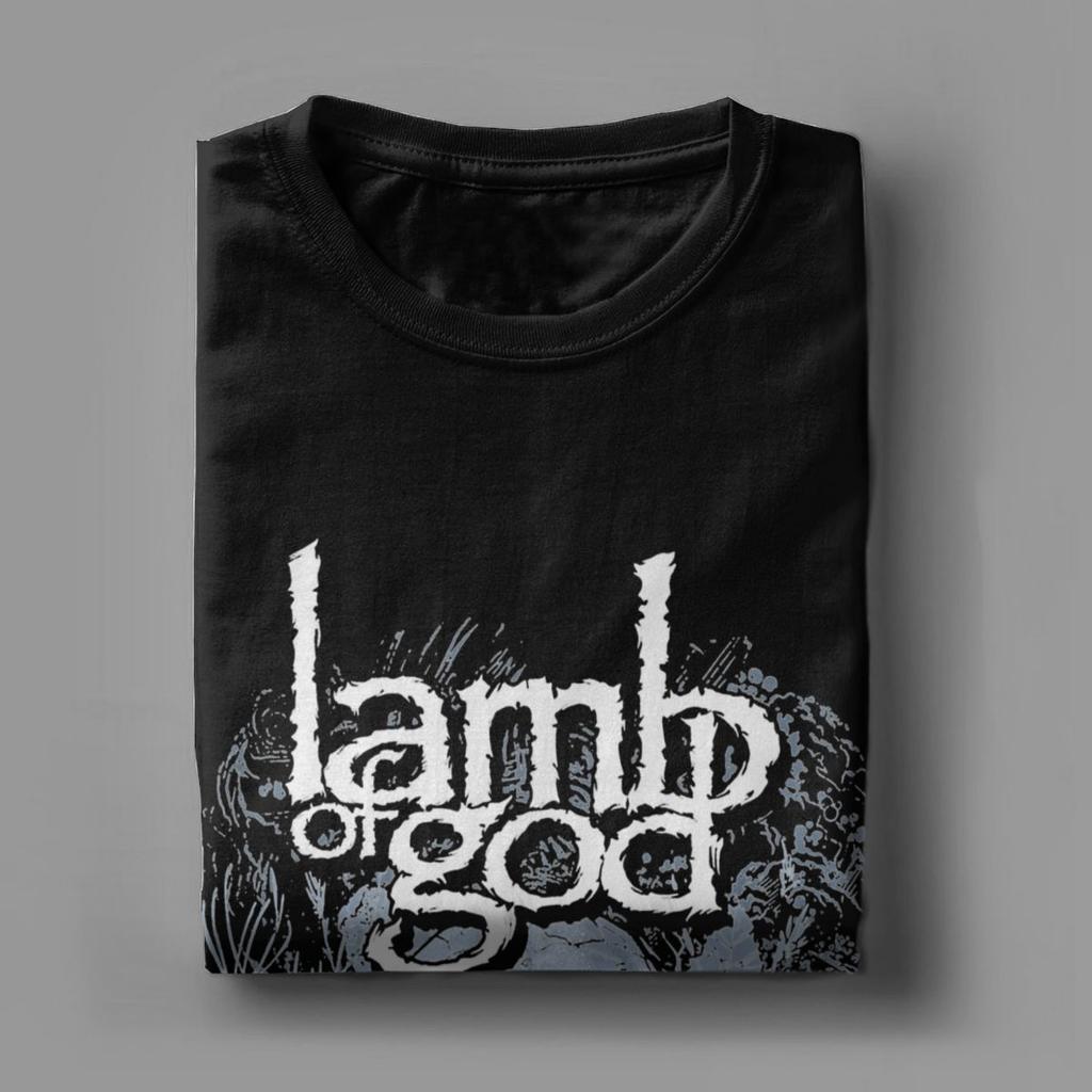 Lamb Of God Skull T-Shirts Men Crazy Cotton Tees Round Neck Short Sleeve T Shirt Birthday Present Clothes