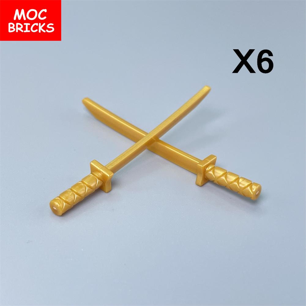12pcs/lot MOC Bricks Katana Sword Ninja 21459 30173 Accessory Assembled Building Blocks Toys Kids Gift Plastic Dolls