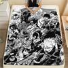 My Hero Academia Black & White pattern Flannel Blanket, High quality Comfortable for All Seasons, Home Decor, Warmth and Comfort, Perfect for Gifts.