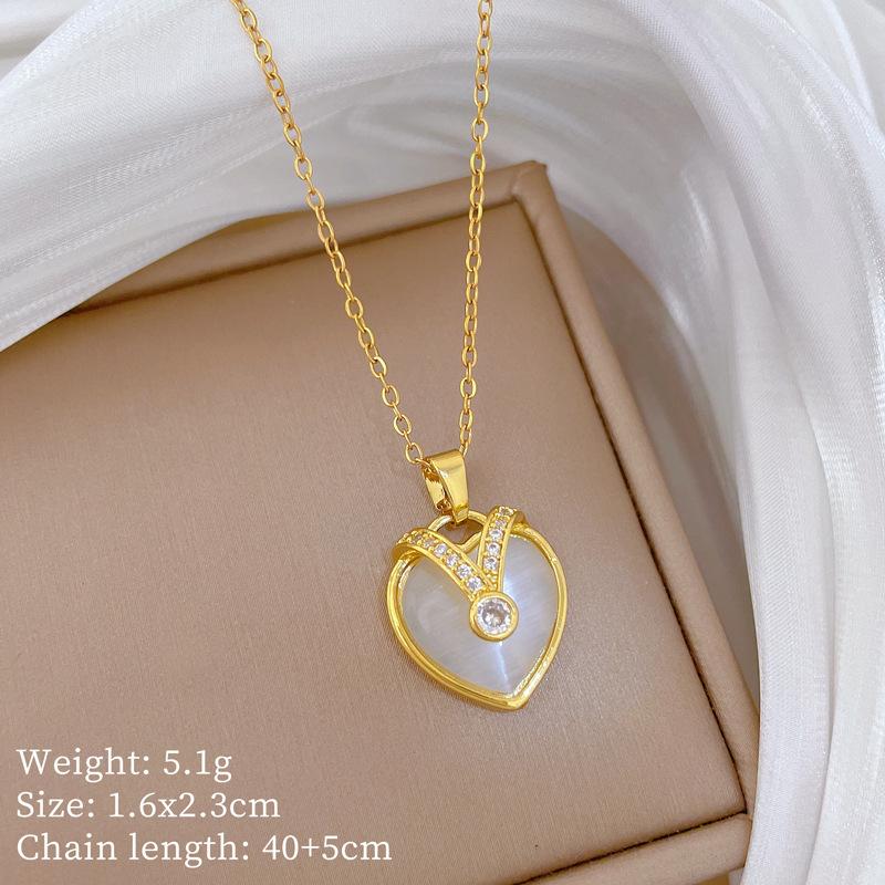 Copper Micro-Inlaid Light Luxury Fashion Personality Temperament Gorgeous Full Diamond Necklace Women'S Versatile Collarbone Chain Titanium Steel