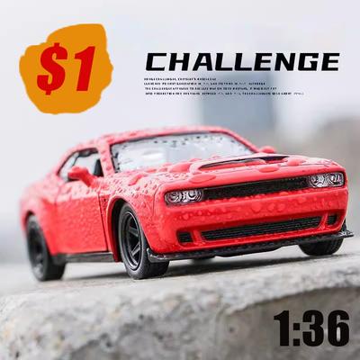 Dodge Challenger 1/36 Simulated Diecasts Metal Alloy Car Model Sound Light Pull Back Collection Toys Boys Kids Juguetes Niños