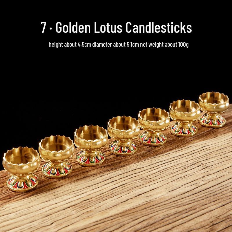 Ganzmetall Lotus Butterlampenhalter Set für Buddhistische Opfergaben