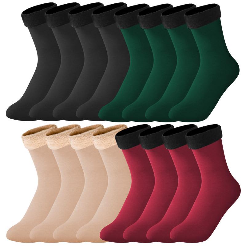 6/8/10Pairs/Lot Solid Color Winter Warm Men Women Socks Thicken Thermal Socks Soft Plus Velvet Socks Casual Home Floor Snow Sock