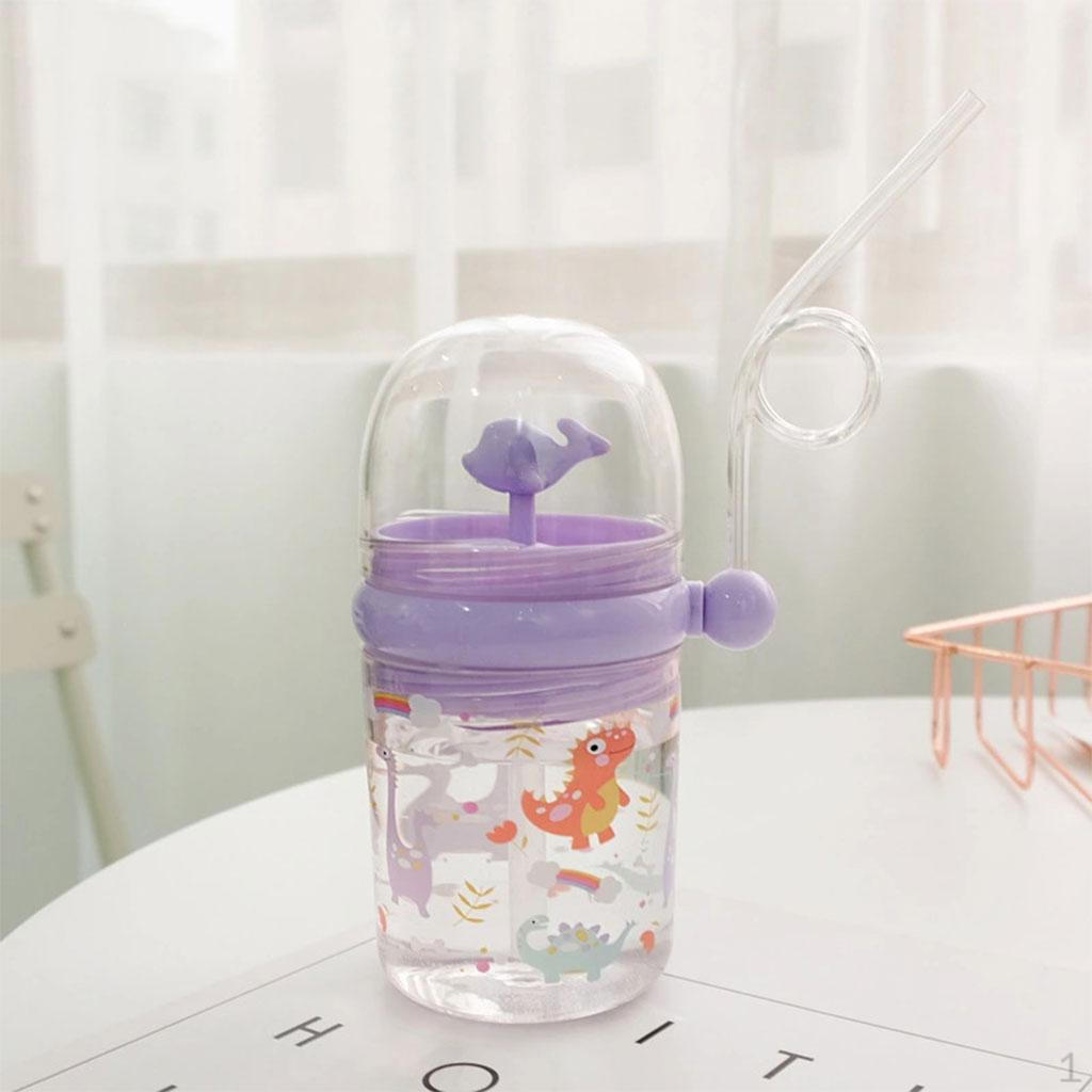 

Bottle with Straw Drinking Cup, Suction Reusable Glasses, Infant Cartoon for Kids фіолетовий