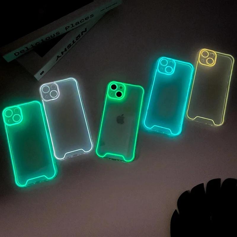 Luxury Night Light Luminous Phone Case For For Iphone 11 12 13 14 15 Pro Max XS XR X Plus Shockproof Bumper Cases Cover