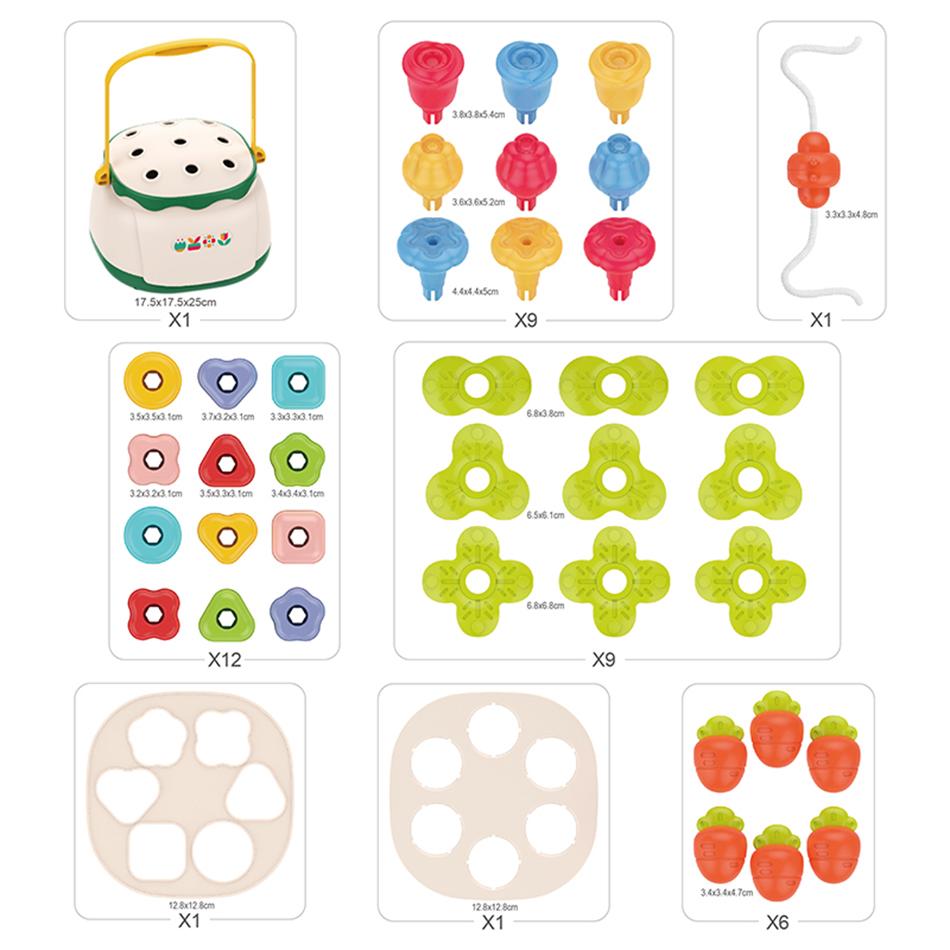 4in1 Baby Montessori Toy Toddler Fine Motor Skills Training Beads Toys Shape Sorting Blocks for Baby Preschool Sensory Activity