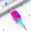 6Pcs Beadable Ballpoint Pen Plush Ball Ballpoint Pen Write Smoothly Novelty Writing Pen for Student Kid Game Reward