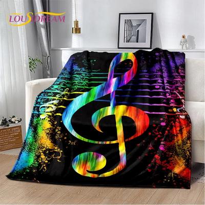 Colorful Music Score Cartoon Throw Blanket Soft Cozy Blanket for Bedroom Sofa Picnic Travel Office or Childs Room Home Textiles