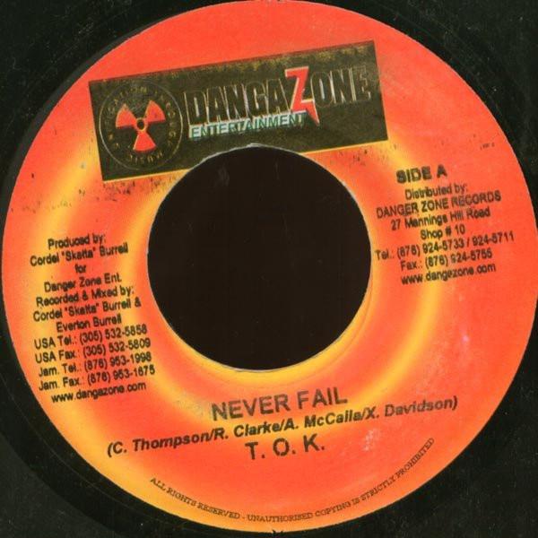 7inch Record T.O.K. / DAVILLE - Never Fail / Never Do Dat NONE Danga Zone Ente Jamaica Reggae, Ska & Dub Used
