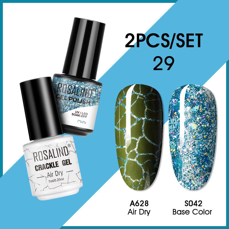 ROSALIND Cracked Gel Nail and Polish Nail Gel Kit Nail Varnish Hybrid Crackle Manicure Art UV Gel Semi Permanent 2PCS