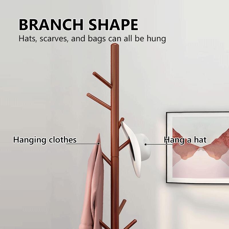 Solid Wood Coat Rack, Floor-standing Wardrobe Hanger, Home-use Simple Clothes Drying Stand, Room Bag Hanging Rack