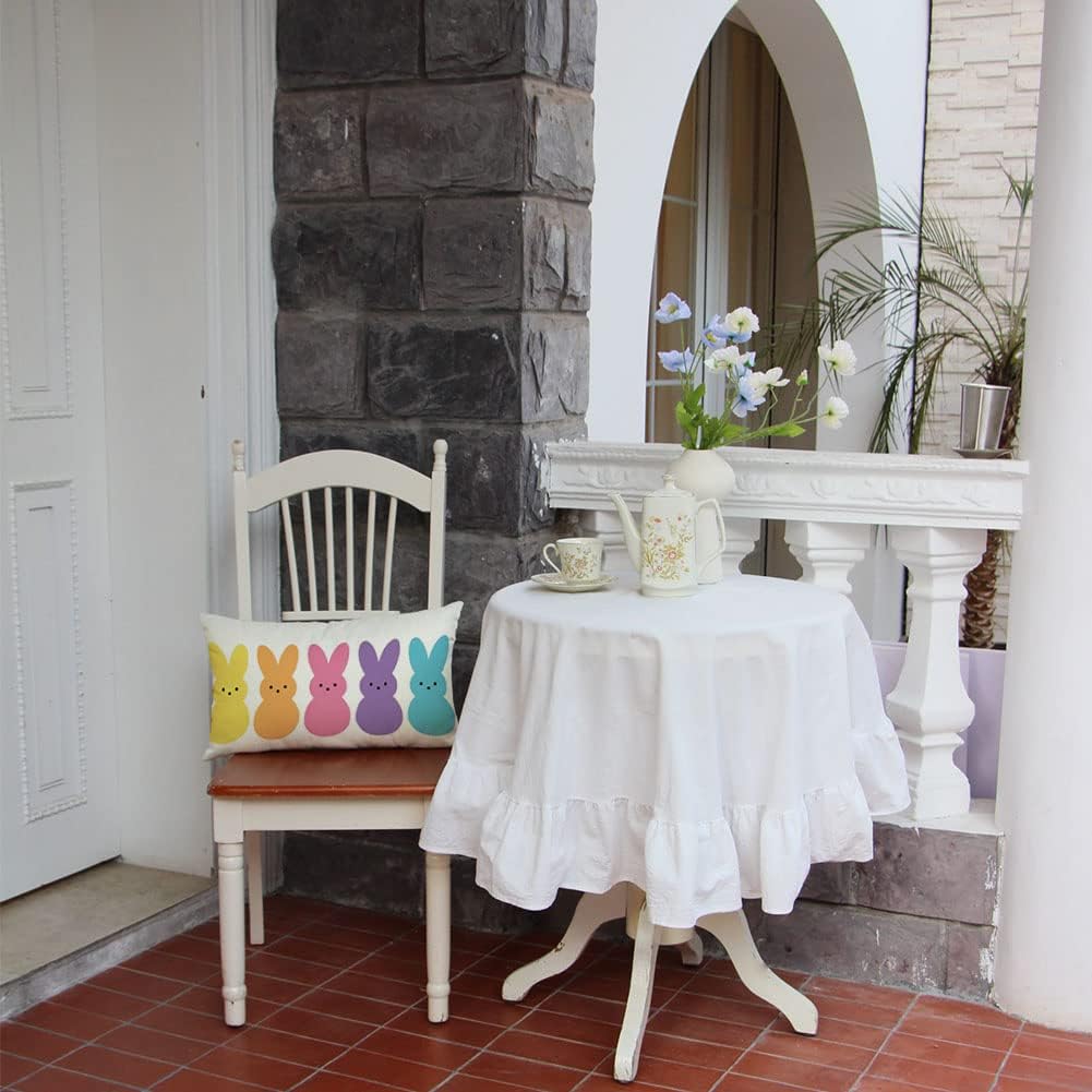 Ogiselestyle Easter Bunny Peeps Lumbar Throw Pillow Cover, 12 x 20 Inch Spring Bunny Rabbit Cushion Case Decoration for Sofa Couch