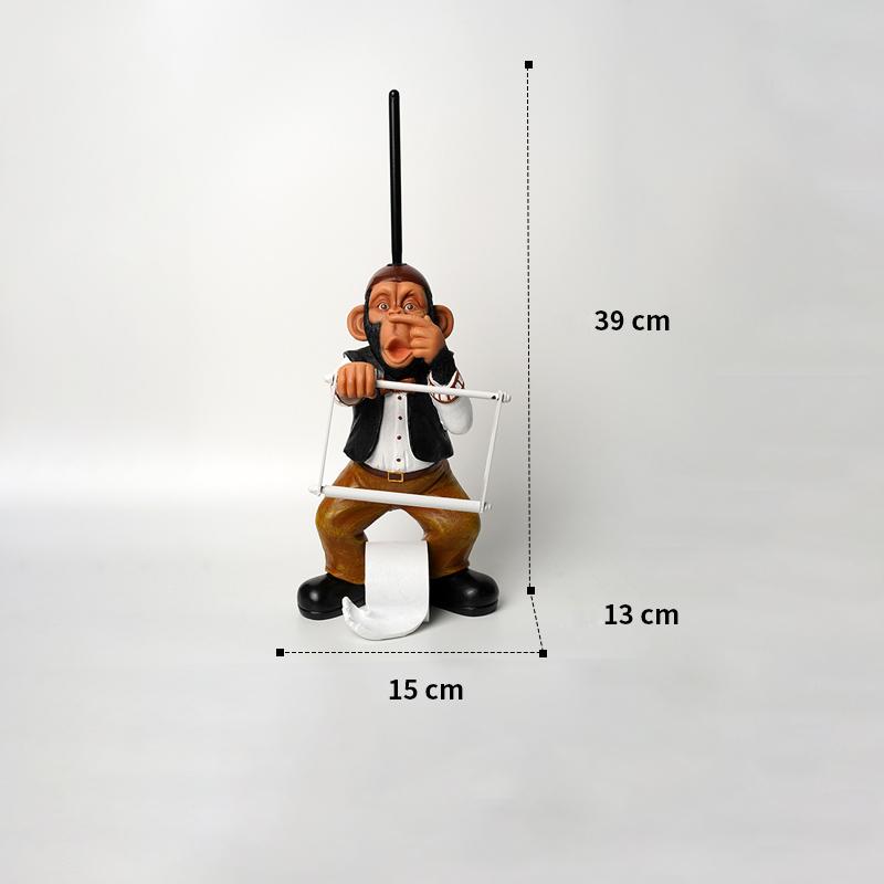 Creative Toilet Paper Holder Statue Funny Monkey Tissue Stand Rack Sculpture Decorative Resin Figure Living Room Bathroom Decor