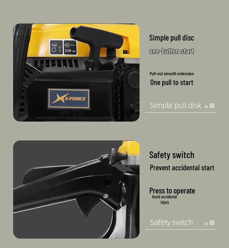 58cc High-Power Gasoline Chainsaw - 2.55KW Handheld Logging Saw for Home Use