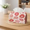 2D Flat, 1pc Pink Glaze Donut Heart-Shaped Tissue Box, Suitable for Home, Car, Kitchen, Bathroom, Polyester Material Daily Use Tissue Box, Desktop Dec