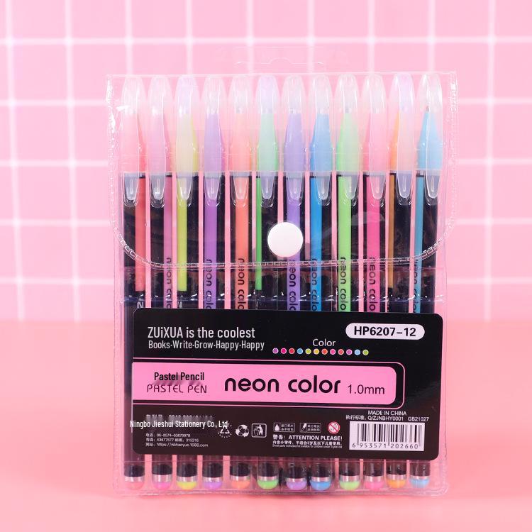 12-Color Glitter Pastel Pen & Highlighter Set for Kids