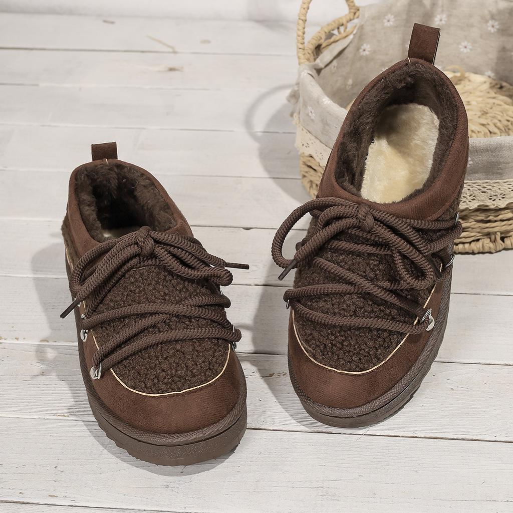 Thick-soled cross-strap 2025 autumn and winter new fashionable velvet thickened thermal short tube one-pedal elastic snow boots