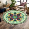 Floral Mandala Pattern Rug Design Print Round Rug, Living Room, Bedroom, Playroom Carpet, Non Slip Floor Mat, Gift