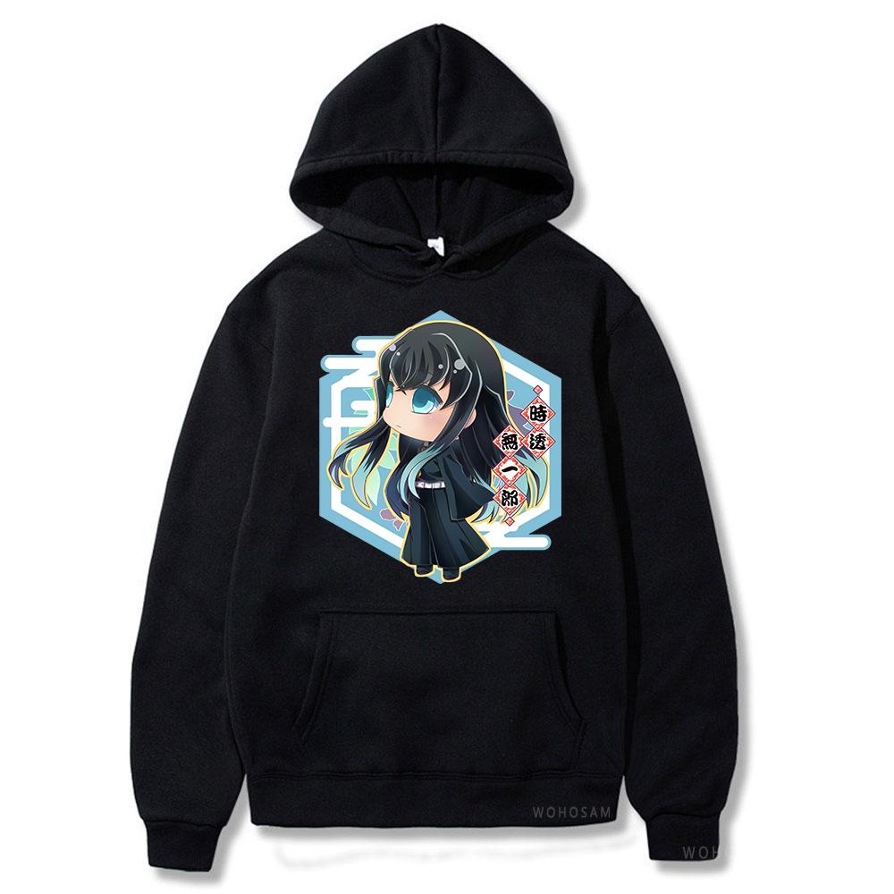 Hot Anime Demon Slayer Muichiro Tokito Kawaii Cartoon Printed Men Women Patchwork Hoodies Harajuku Kimetsu No Yaiba Sweatshirt