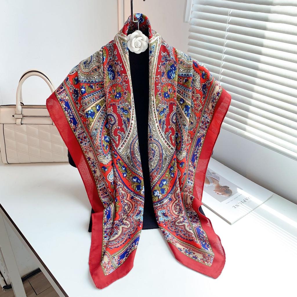 New printed scarf velvet feel autumn and winter fashion versatile large size square scarf office outside shawl