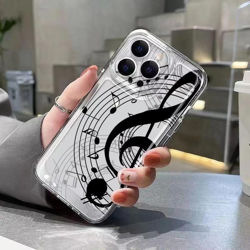 Music Note Painted Transparent Phone Case For Samsung Galaxy S26 S23 S24 S25 Ultra S22 S21 S20 Plus FE A50 5G Protective Cover