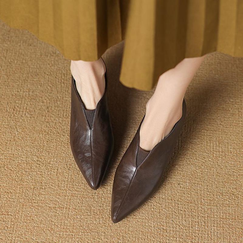 Fashion NEW Spring/Autumn Women Pumps Pointed Toe Kitten Heel Shoes Split Leather Shoes for Women Solid Slip-on High Heel Handmade Shoes
