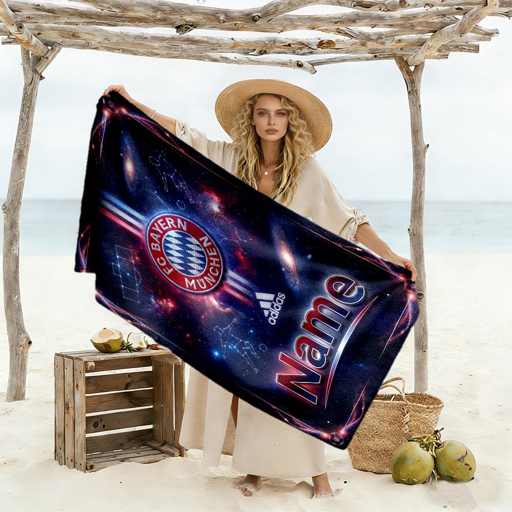 Fc Bayern Munich Fan Art Customized Name Beach Towel High Absorbency & Quick-Dry