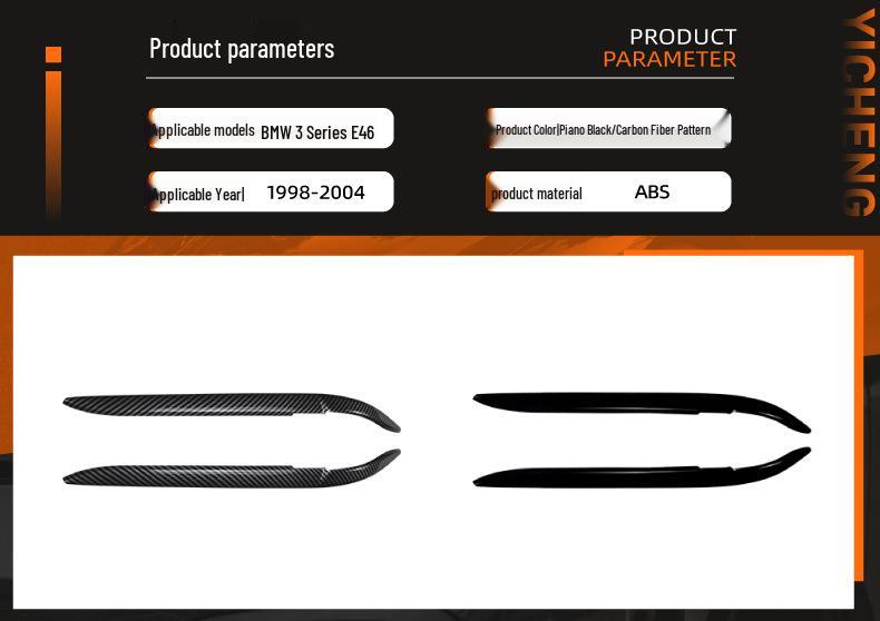 BMW E46 3 Series 1998-2004 Headlight Eyebrows Stickers - Exterior Trim Accessories