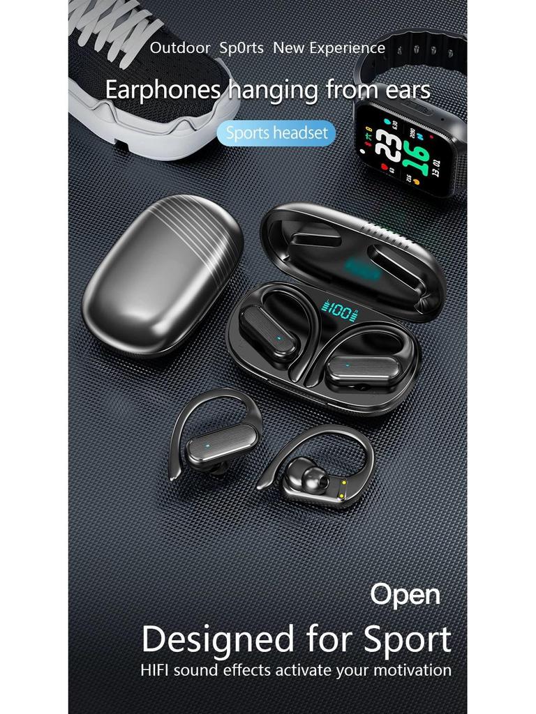 A520 Wireless Bluetooth Sports Ear-Hook Headset: Ultra-Long Battery, Waterproof, Stereo, Open Design.