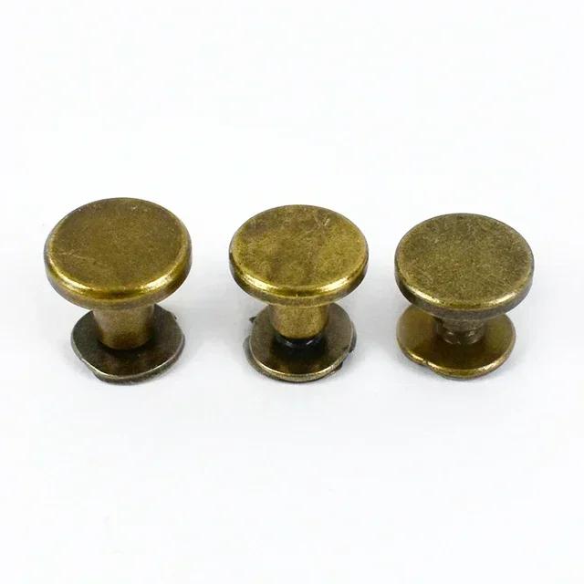 10/20/30Pcs 5-8mm Flat Head Screws Nail Metal Double Cap Side Round Rivet Leather Craft Wallet Fastener DIY Hardware Accessories