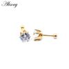 Alisouy 2pcs 3-6mm Ear Stud Earrings Hypoallergenic Round Cubic Zirconia Stainless Steel CZ Girls High Quality Women Earrings