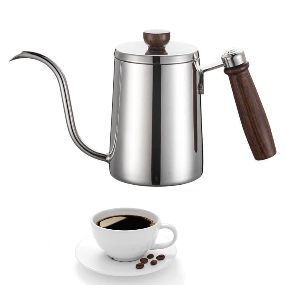 Wooden Handle Gooseneck Coffee Kettle 304 Stainless Steel Stainless Steel Teapot Office Use