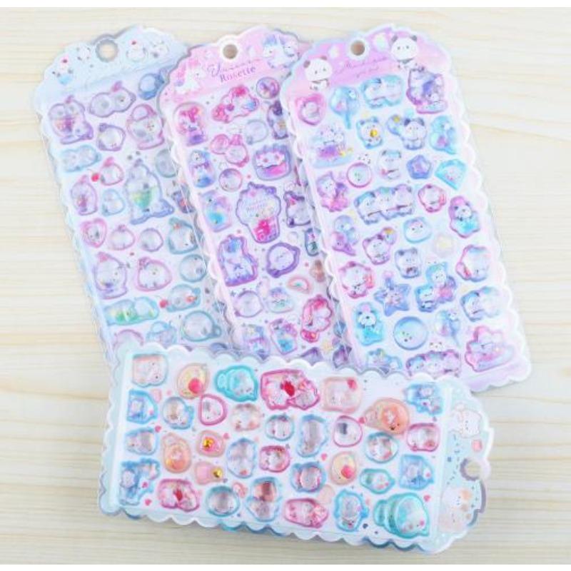 2025 Adorable cartoon sweet cat unicorn 3D embossed sticker scrapbook DIY diary handbook decoration sticker Long Lasting