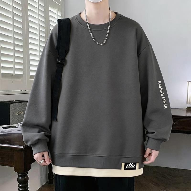 Men's Sweatshirt Casual Versatile Handsome Long-sleeved T-shirt Round Neck Sweatshirt Men's Clothing