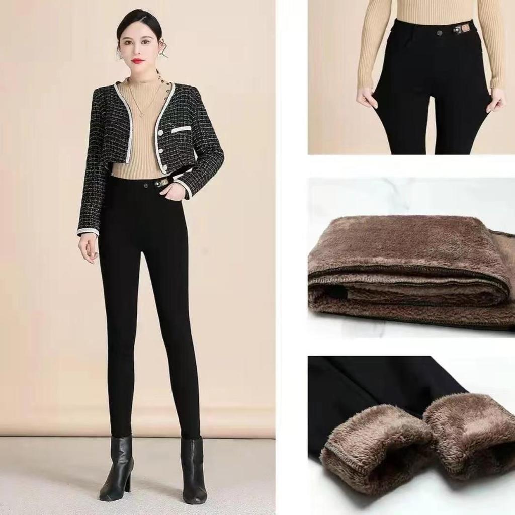 2025 Winter Women's Fleece-Lined High-Waisted Denim Skinny Pants - Slimming, Figure-Flattering, and Elastic Waist.